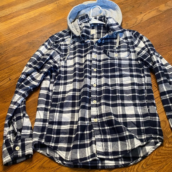 American Eagle Super Soft Plaid Hooded Flannel Shirt XS - Picture 2 of 7